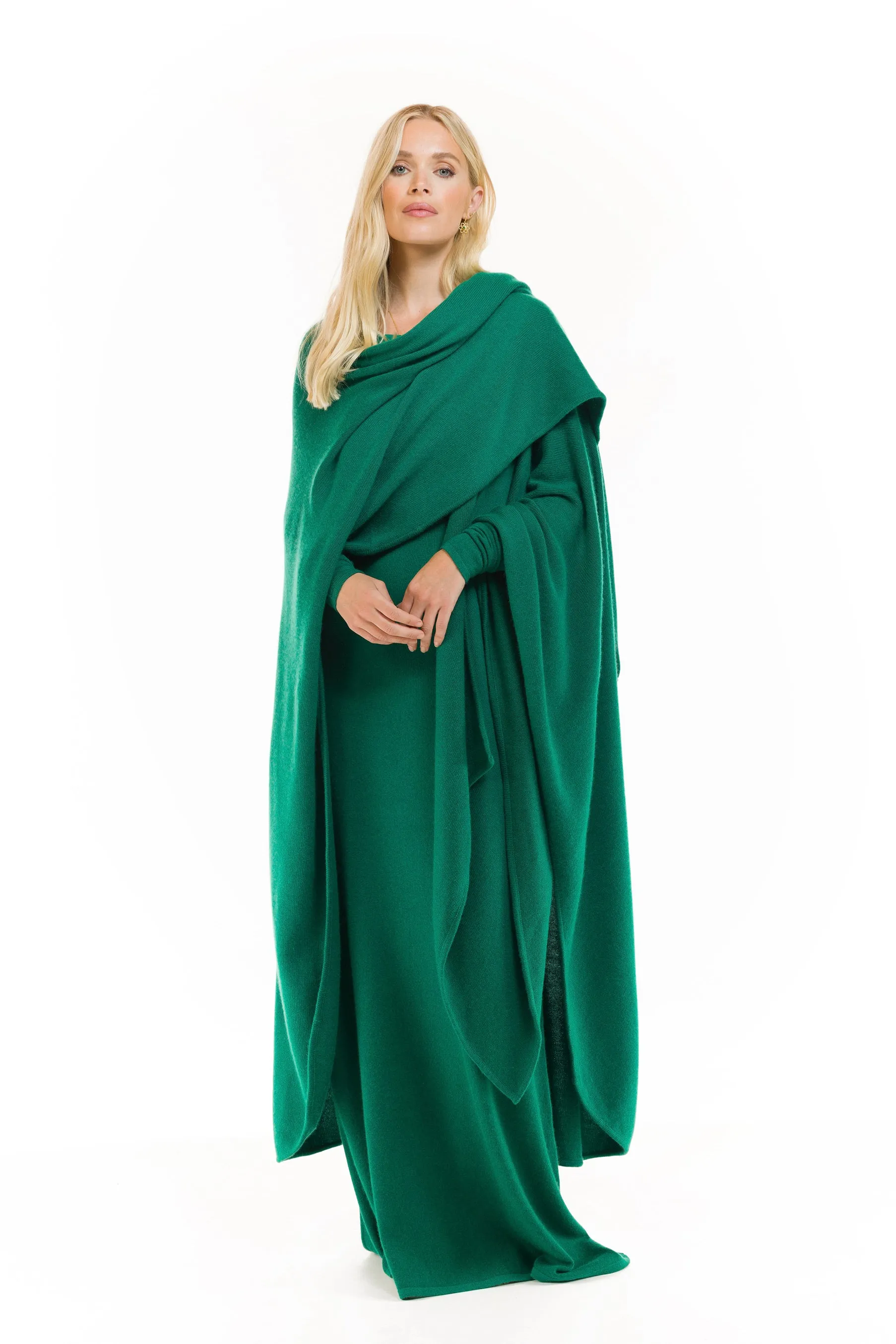 4 PLY AVALON CASHMERE CAPE EMERALD GREEN