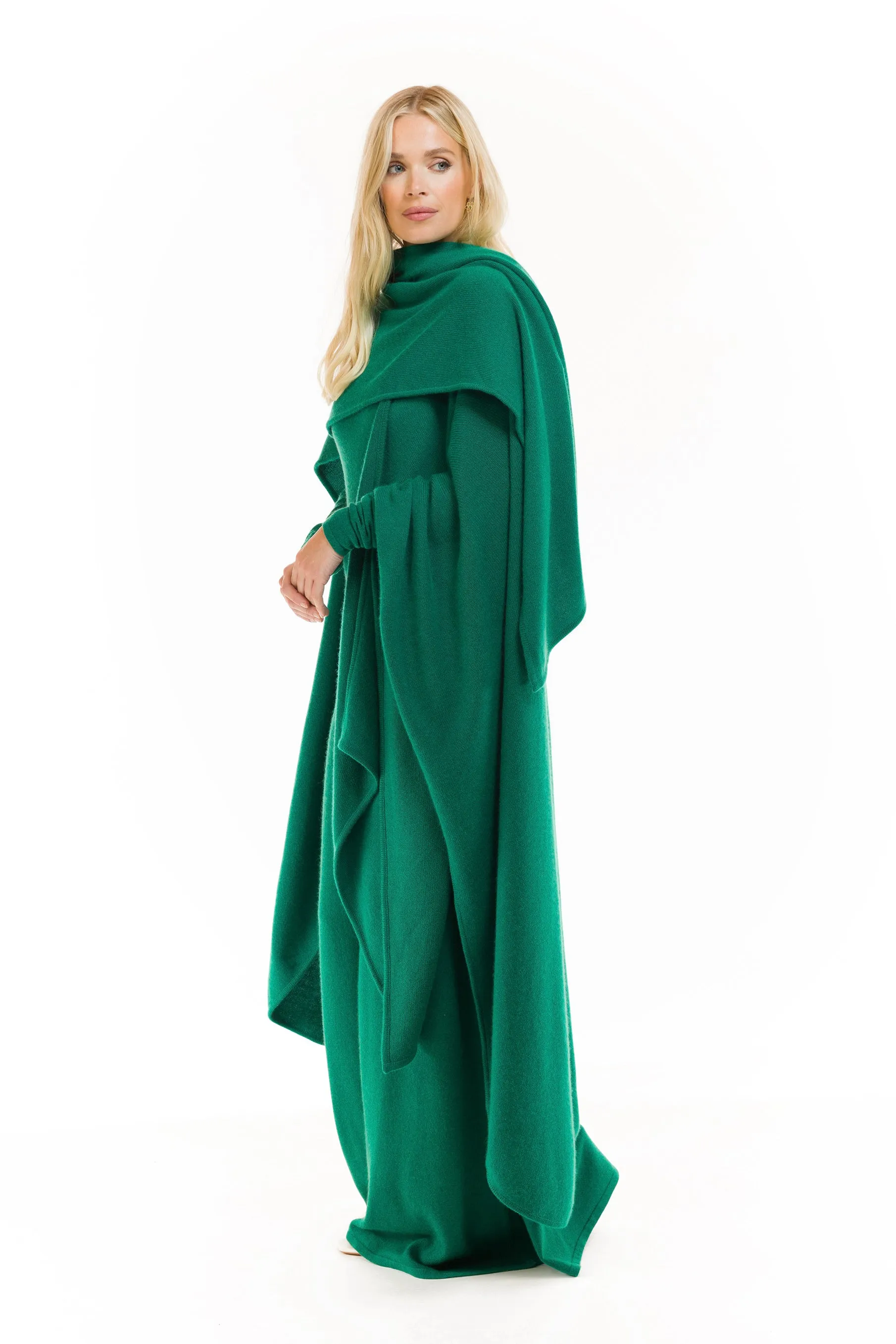 4 PLY AVALON CASHMERE CAPE EMERALD GREEN