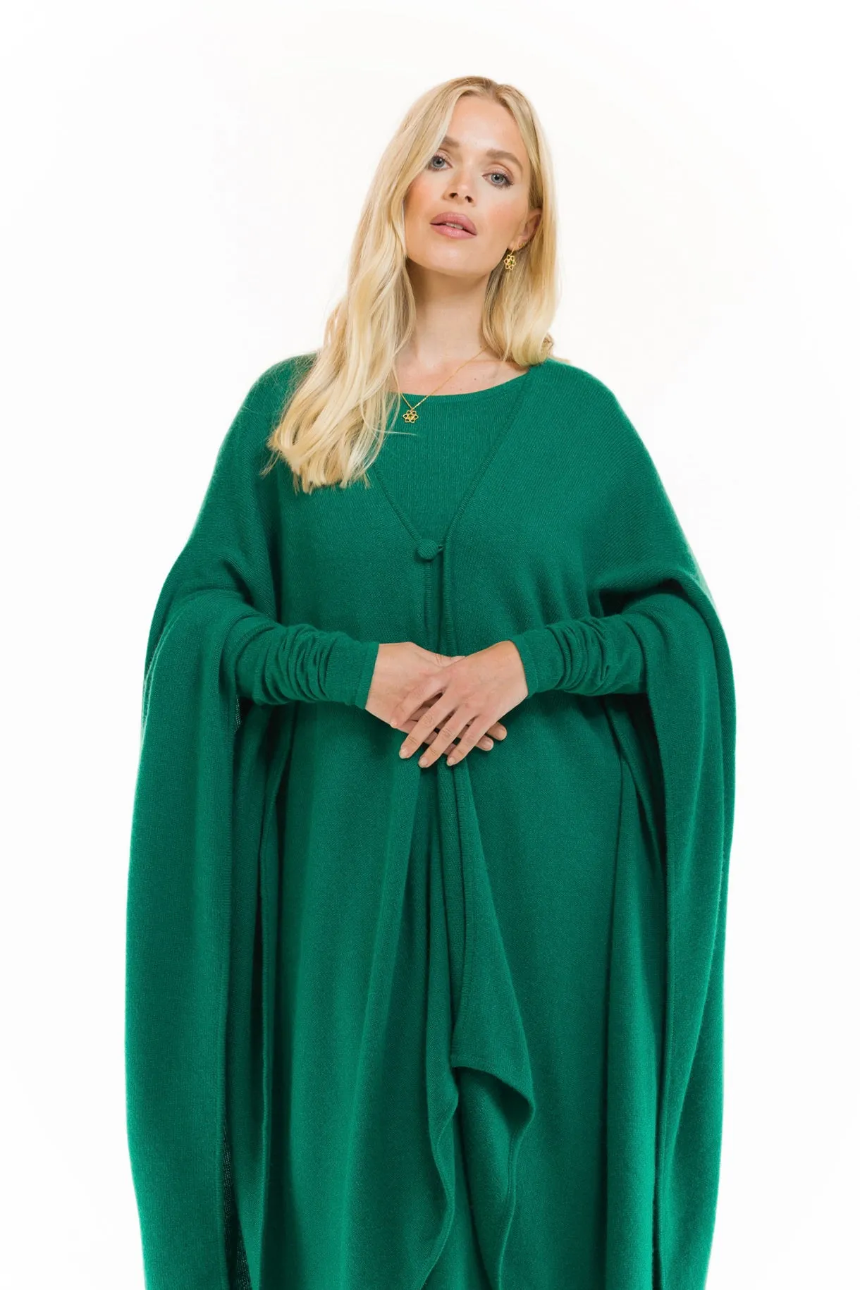 4 PLY AVALON CASHMERE CAPE EMERALD GREEN