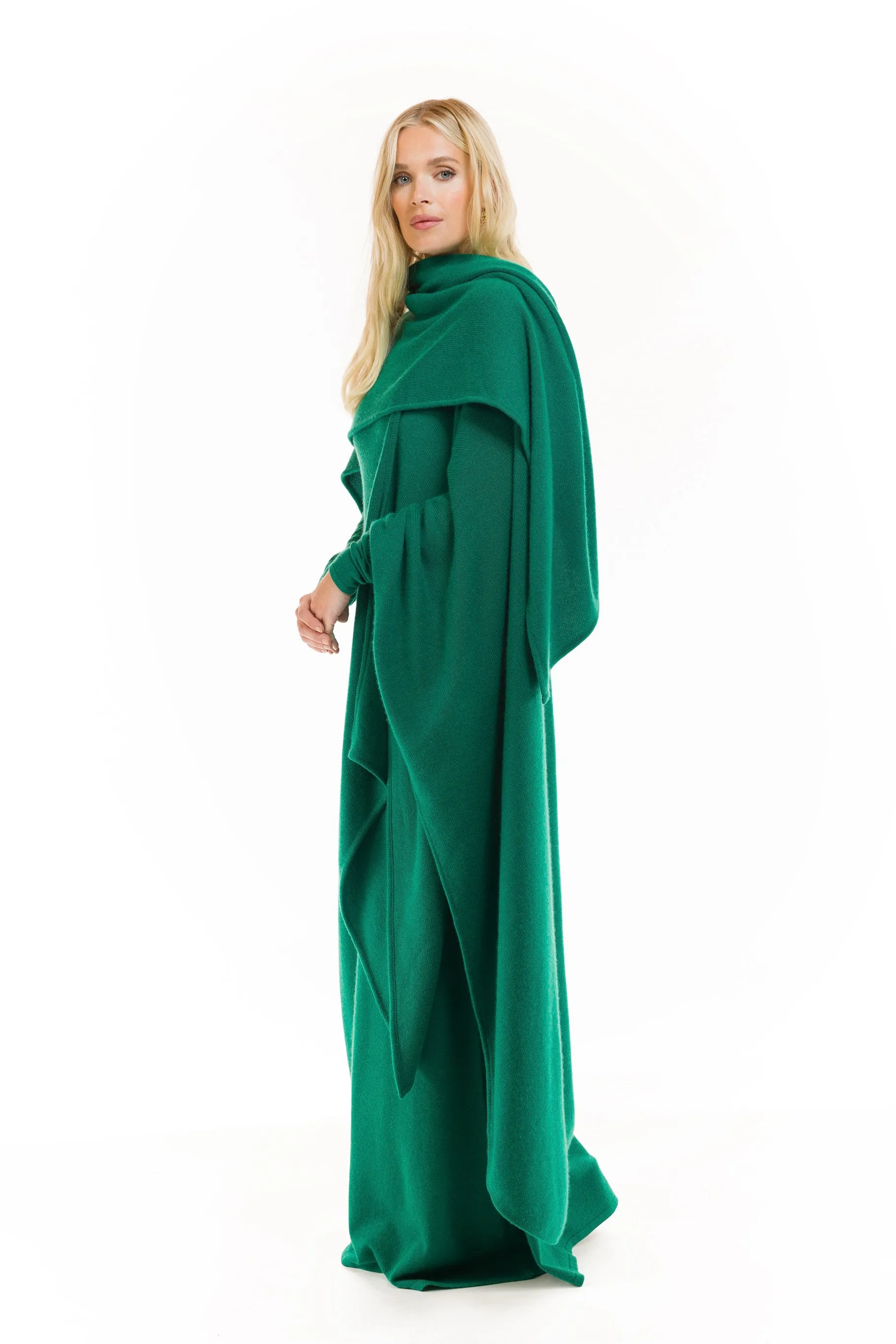 4 PLY AVALON CASHMERE CAPE EMERALD GREEN