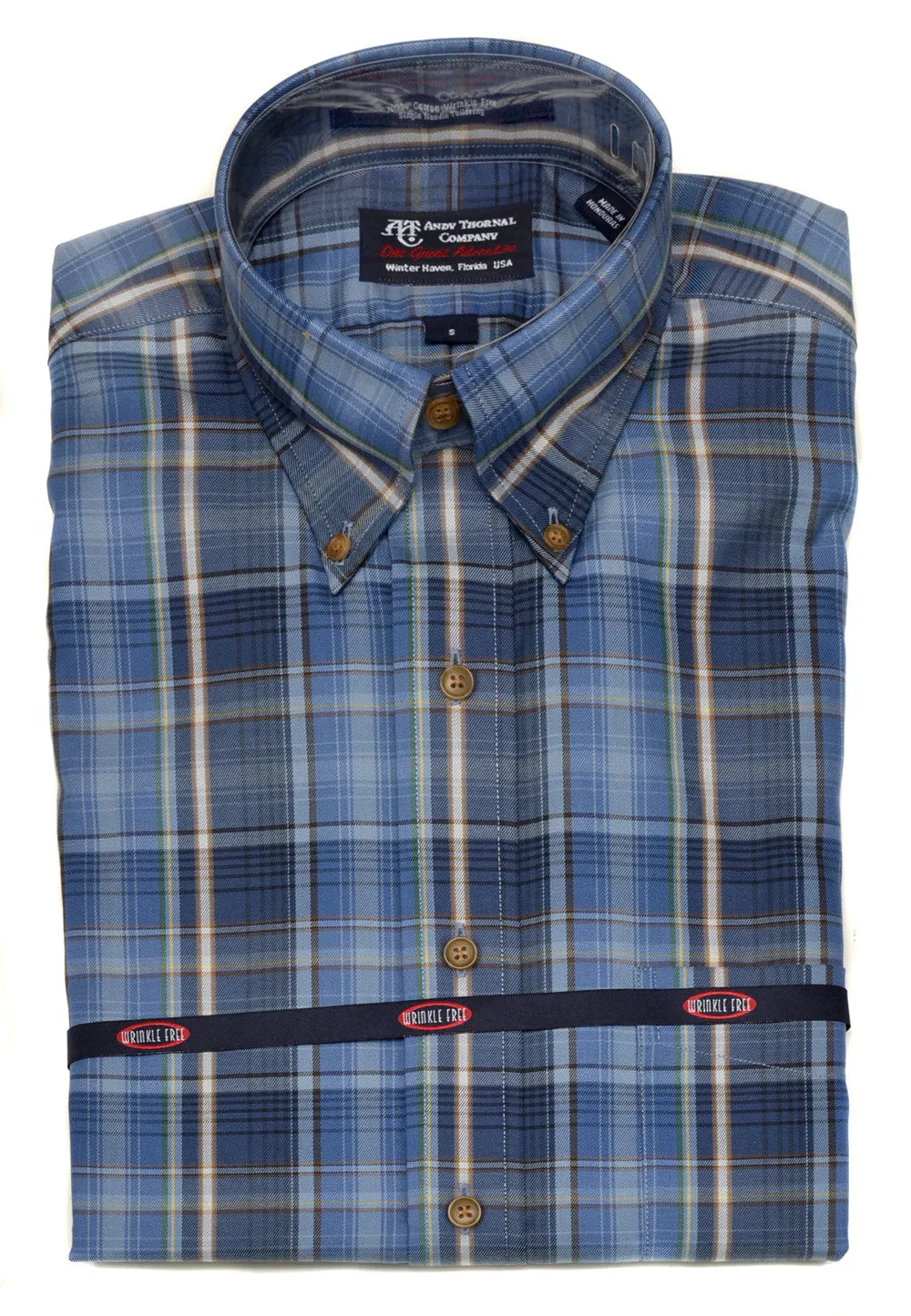 Andy Thornal Men's Long Sleeve Wrinkle Free Button Down Sport Shirt /M Blue #203785-43