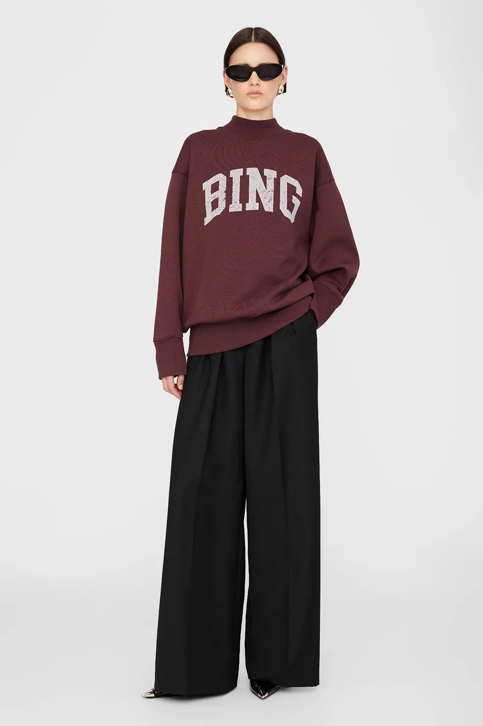 Anine Bing - Bradie Sweatshirt in Deep Burgandy