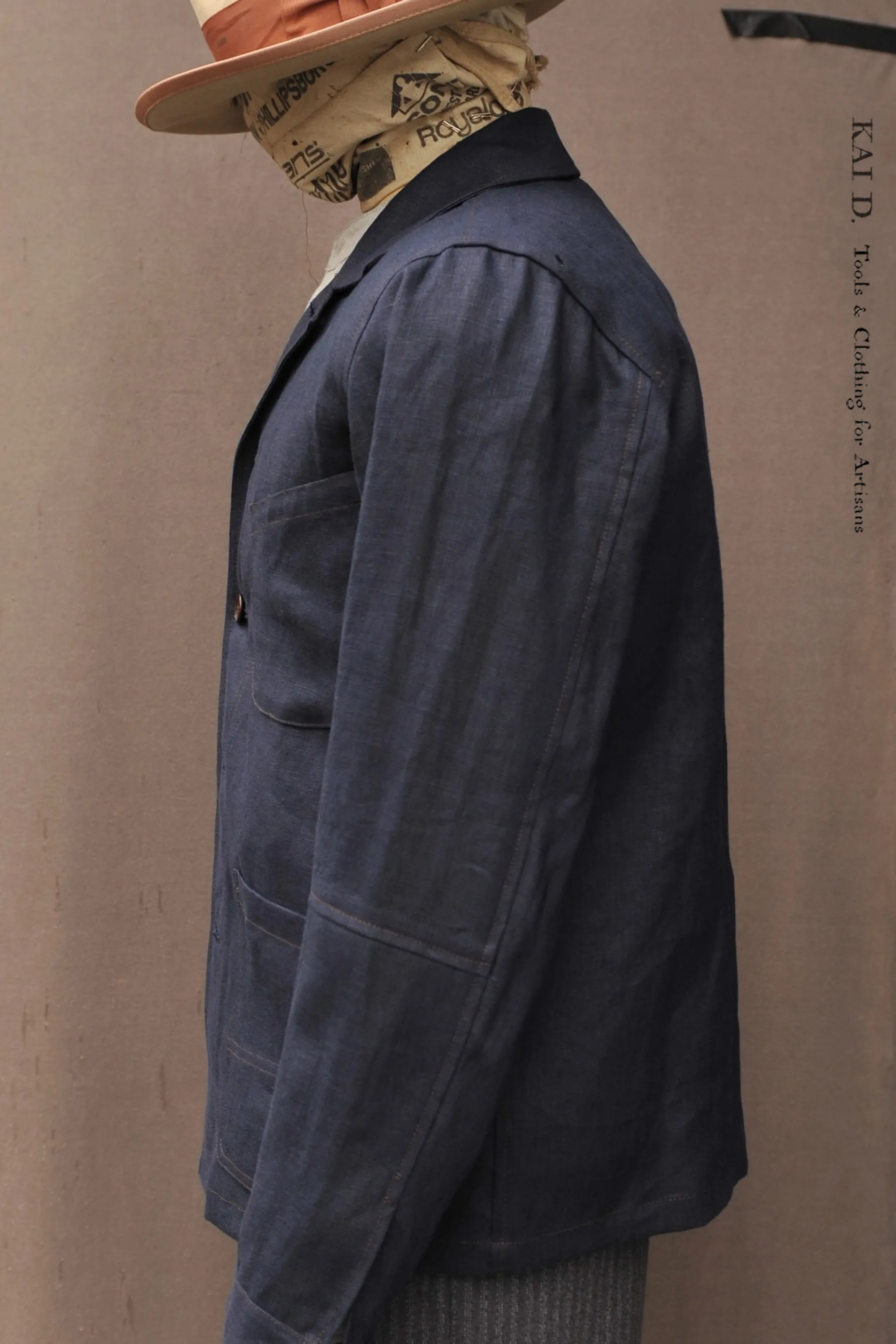 Architect Jacket - Navy Medium Weight Japanese Linen - S, M, L, XL, XXL