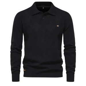 Autumn Cotton Polo Neck Sweaters for Men High Quality Pullover Knitted Sweater Men England Style Casual Social Pull Men