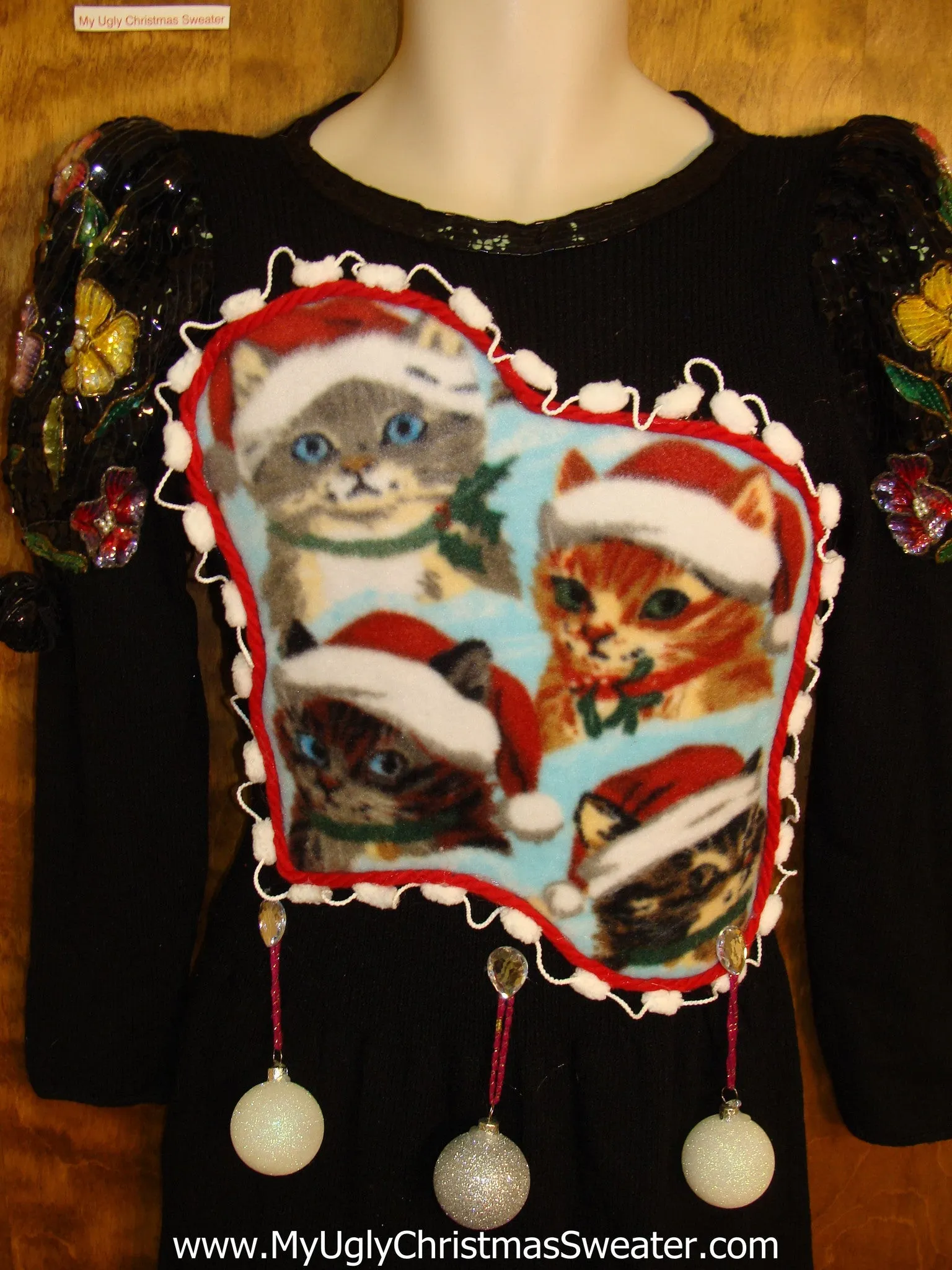 Awesome 80s Santa Cats Ugly Christmas Sweater Party Dress Size 8