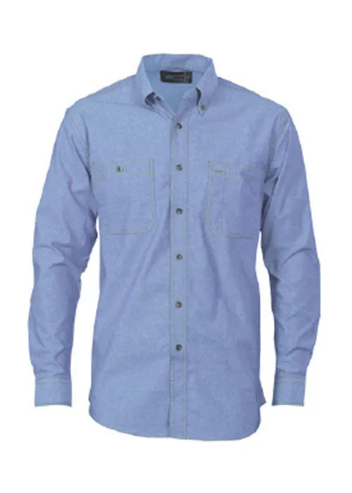 Biz Mens Wrinkle Free L/S Chambray Shirt