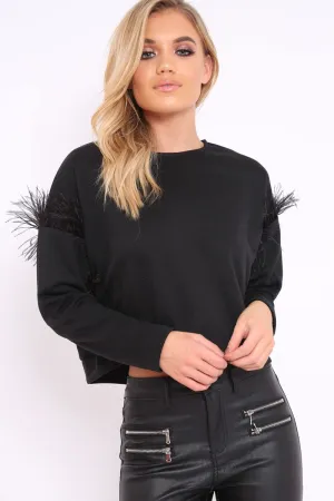 Black Feather Sweatshirt - Keny