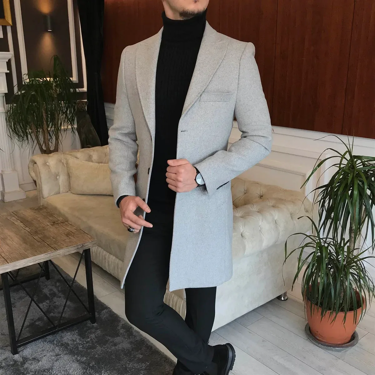 Charleston Light Grey Wool Blend Over Coat by Italian Vega®