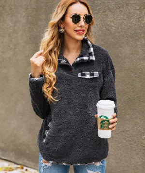 Checkered Plush Pullover