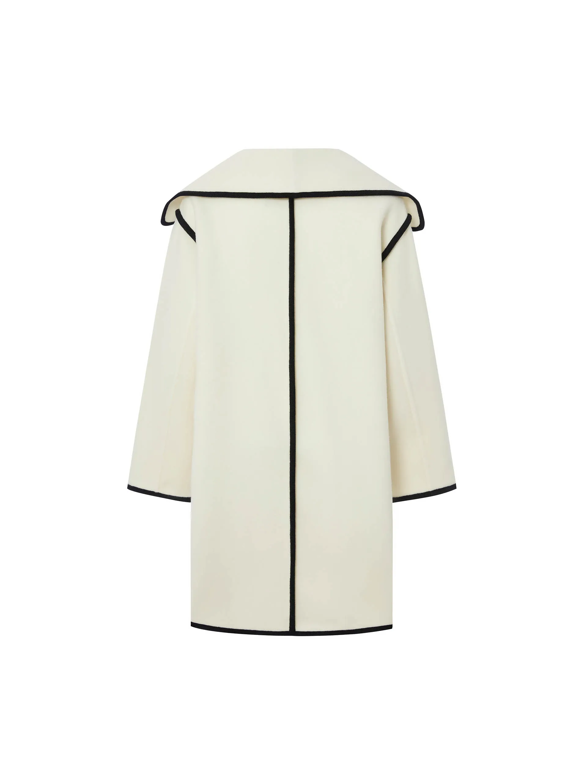 Contrast Lapel Collar Wool Coat