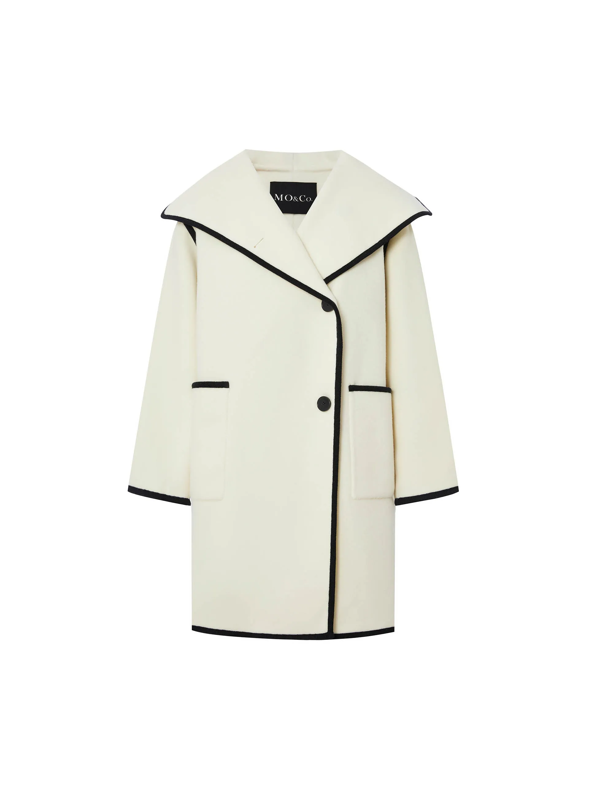 Contrast Lapel Collar Wool Coat