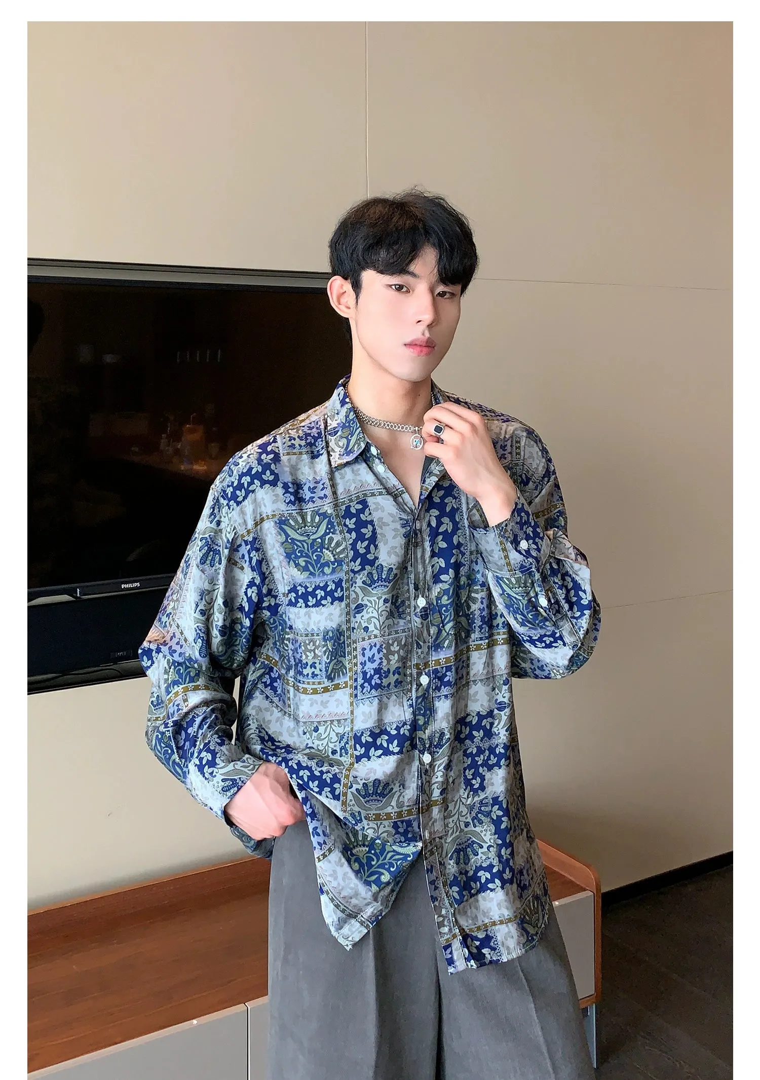 Cui Ethnic Floral Pattern Shirt