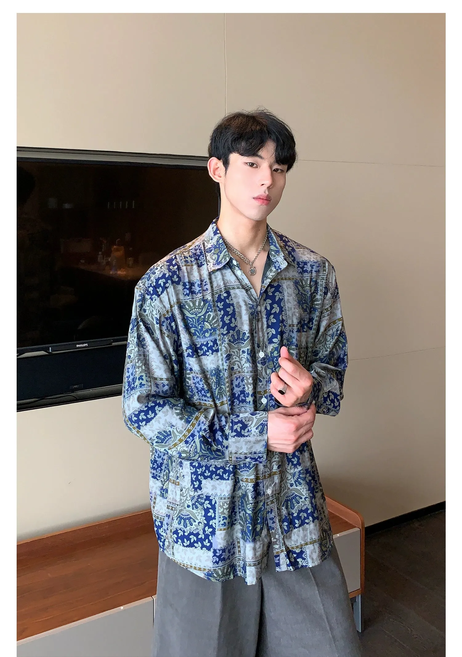 Cui Ethnic Floral Pattern Shirt