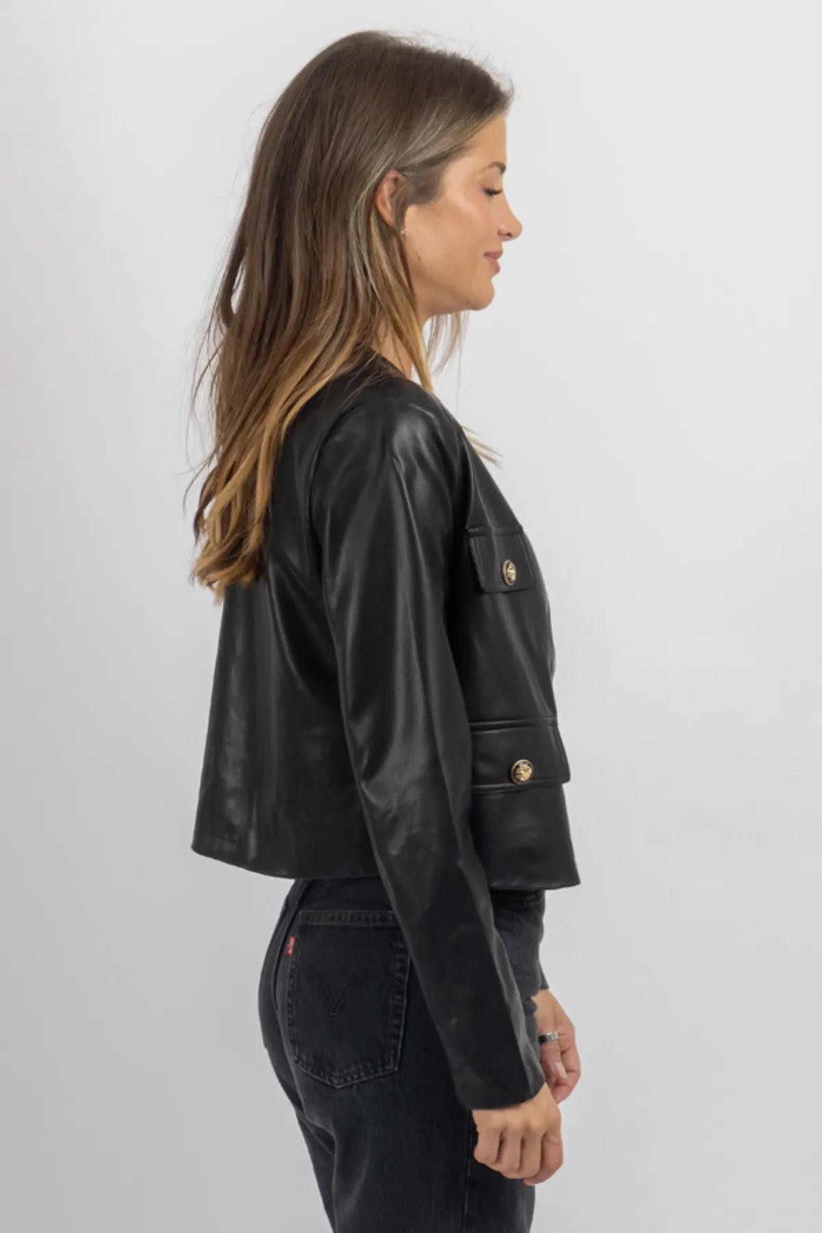 DHANNA BUTTON LEATHER JACKET