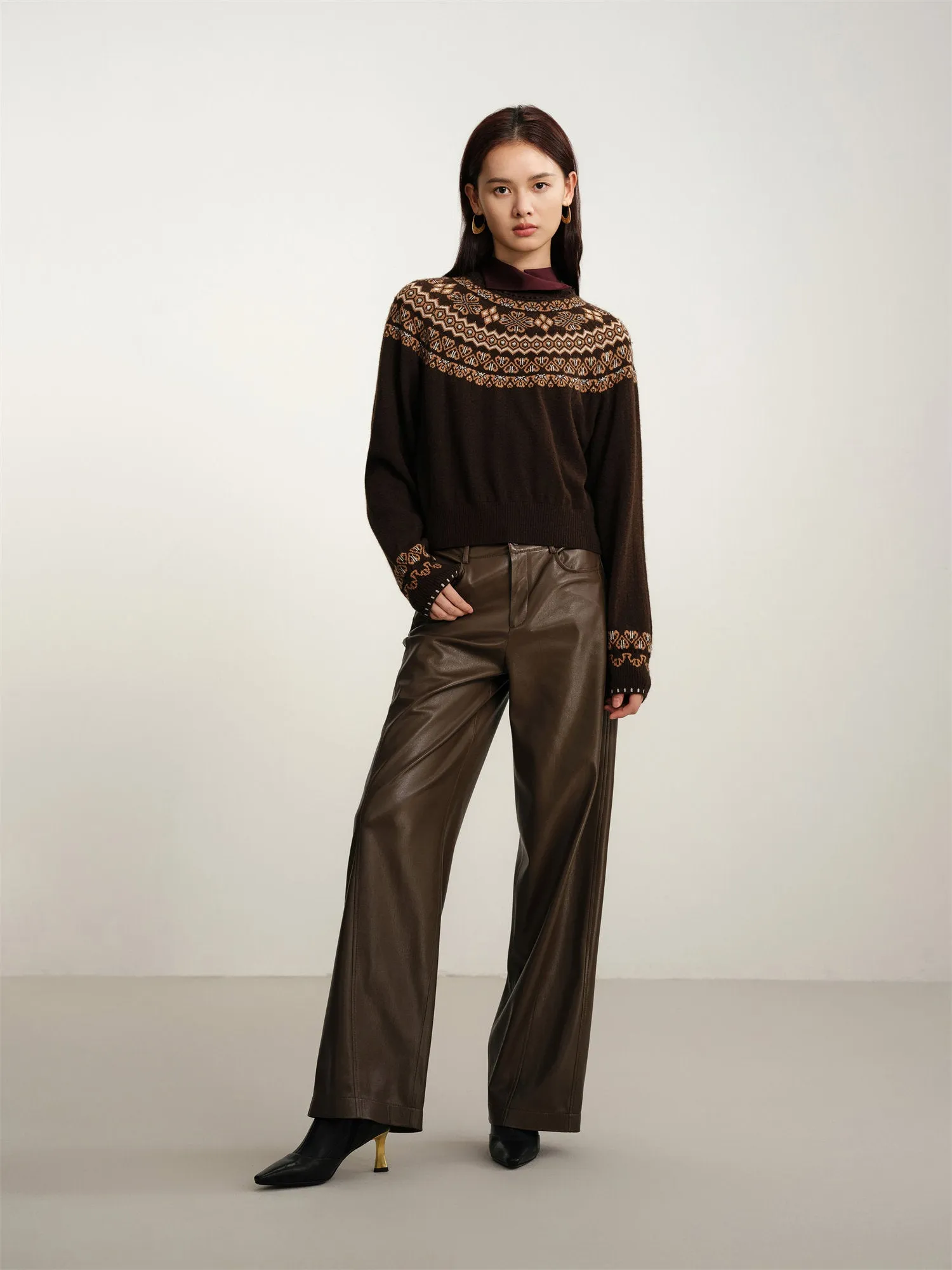 EP YAYING Jacquard Knitted Sweater