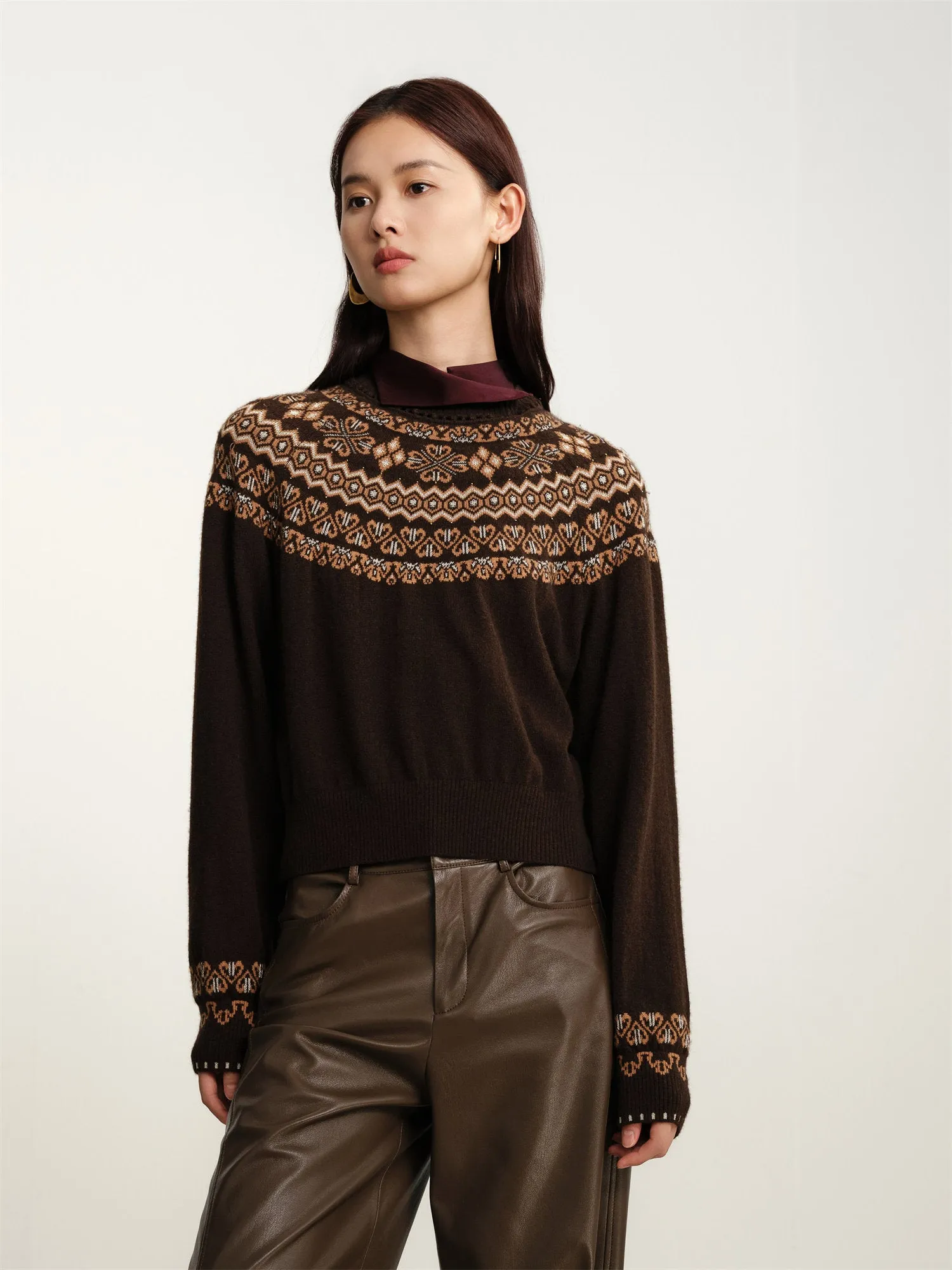 EP YAYING Jacquard Knitted Sweater