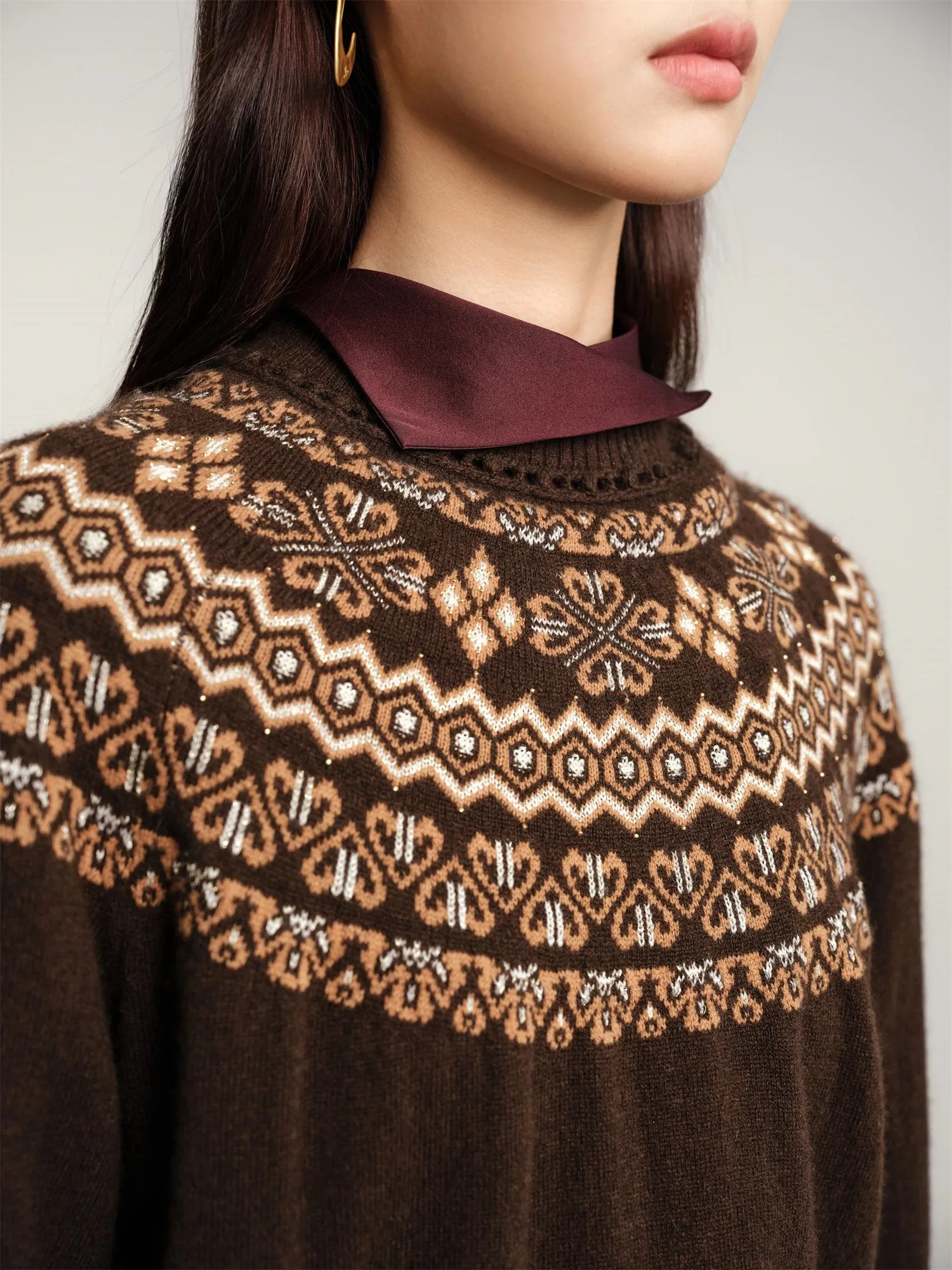 EP YAYING Jacquard Knitted Sweater