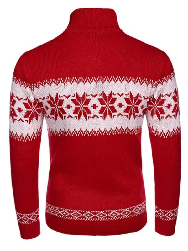 Ethnic Pattern Knit Shawl-Collar Men's Sweater