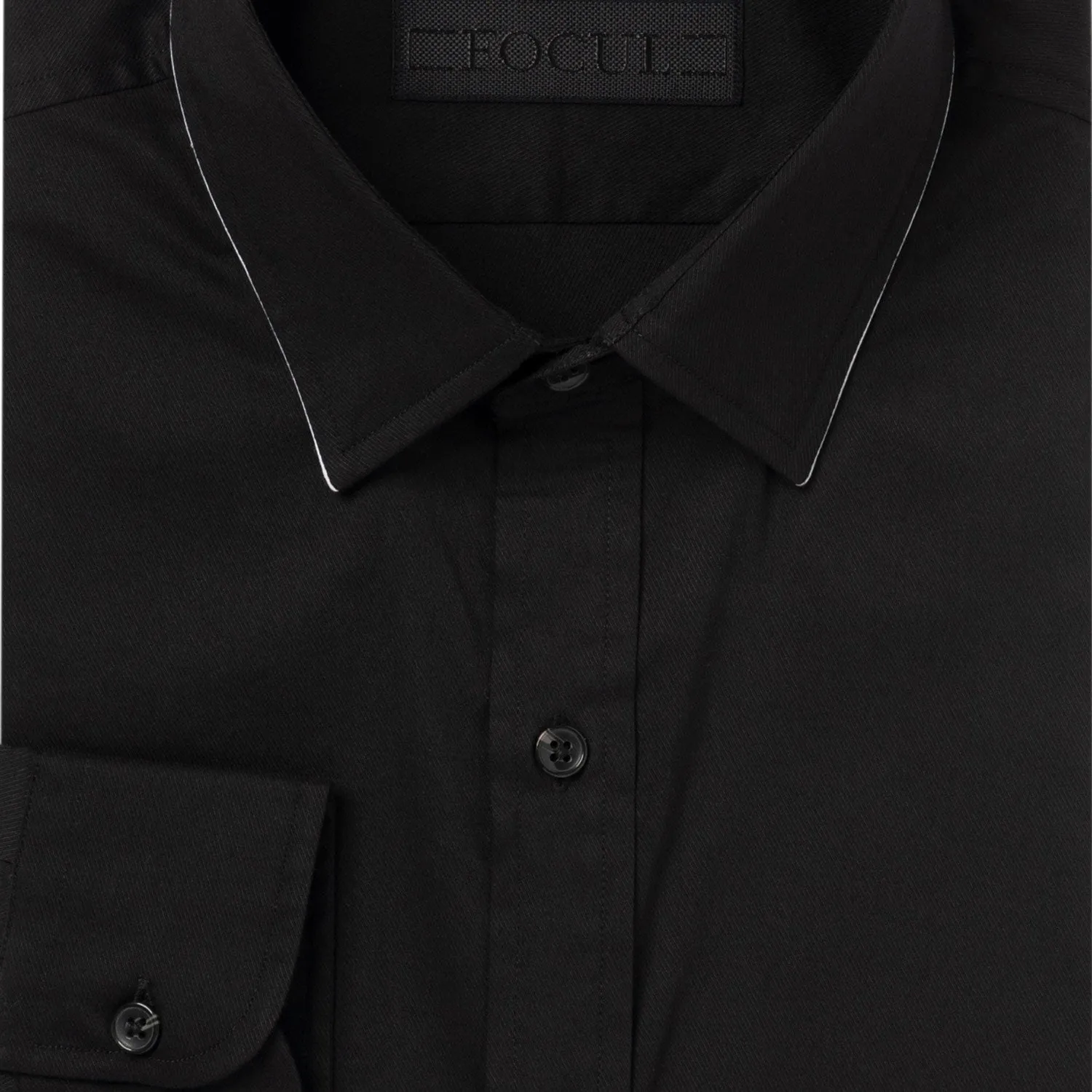 Focul - Black Line Shirt With Collar Edge Detail