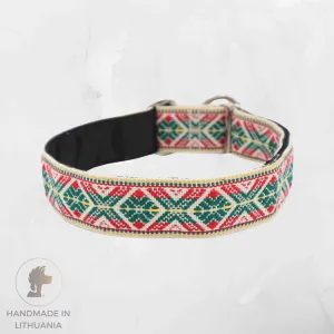 Handmade Dog Collar | Ethnic Lithuania Flag | Width: 30 mm