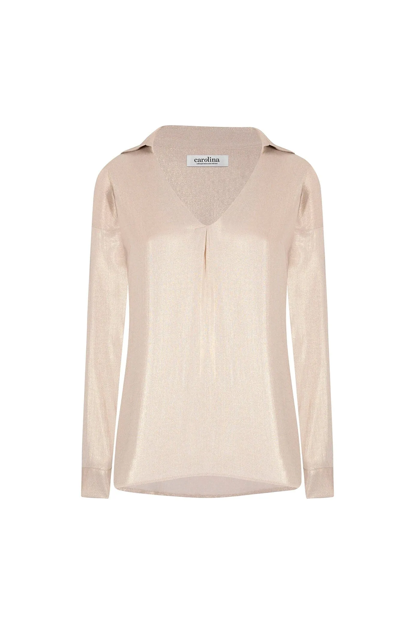 Lynette Collared Long Sleeve Shirt Light Gold