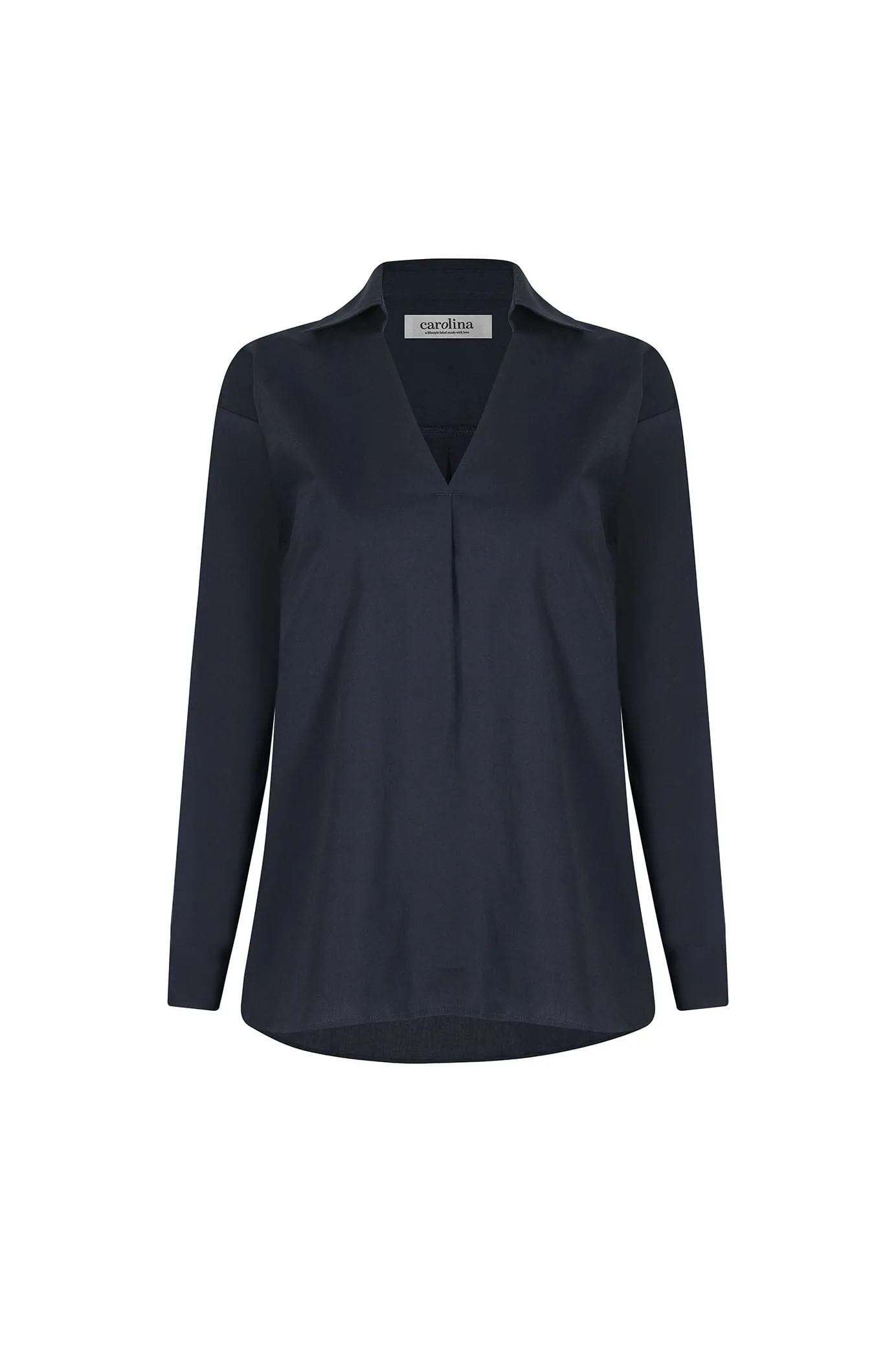 Lynette Collared Long Sleeve Shirt Navy