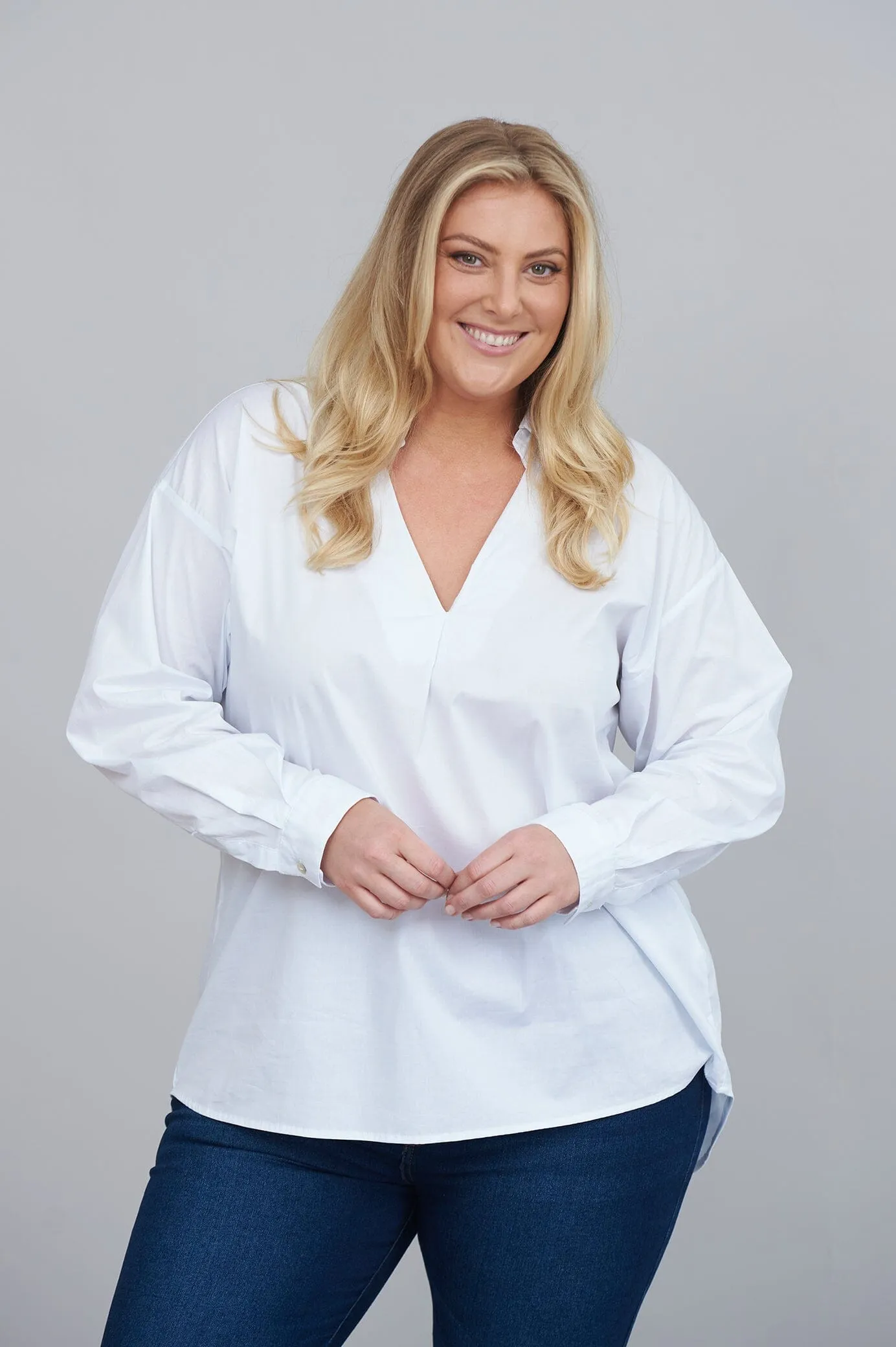 Lynette Collared Long Sleeve Shirt White