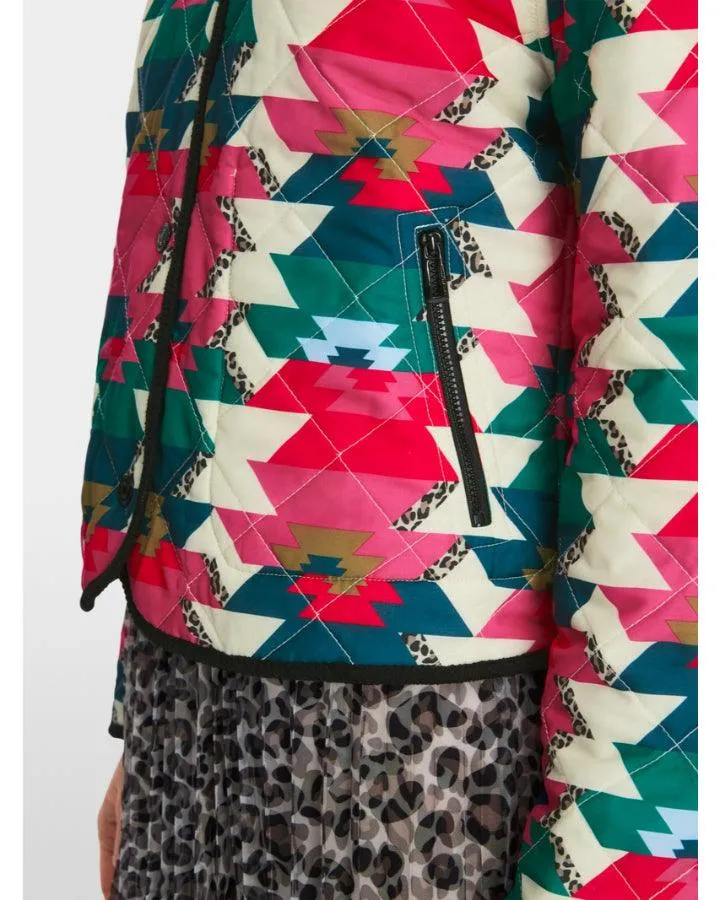 Marc Cain Reversible Print Quilted Snap Jacket