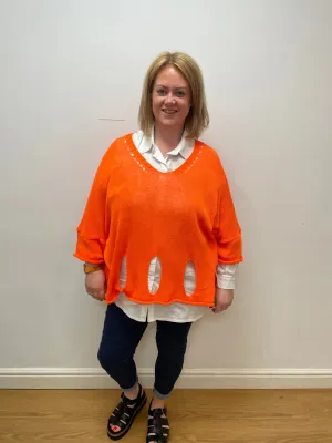 Mel Slashed Jumper | Orange