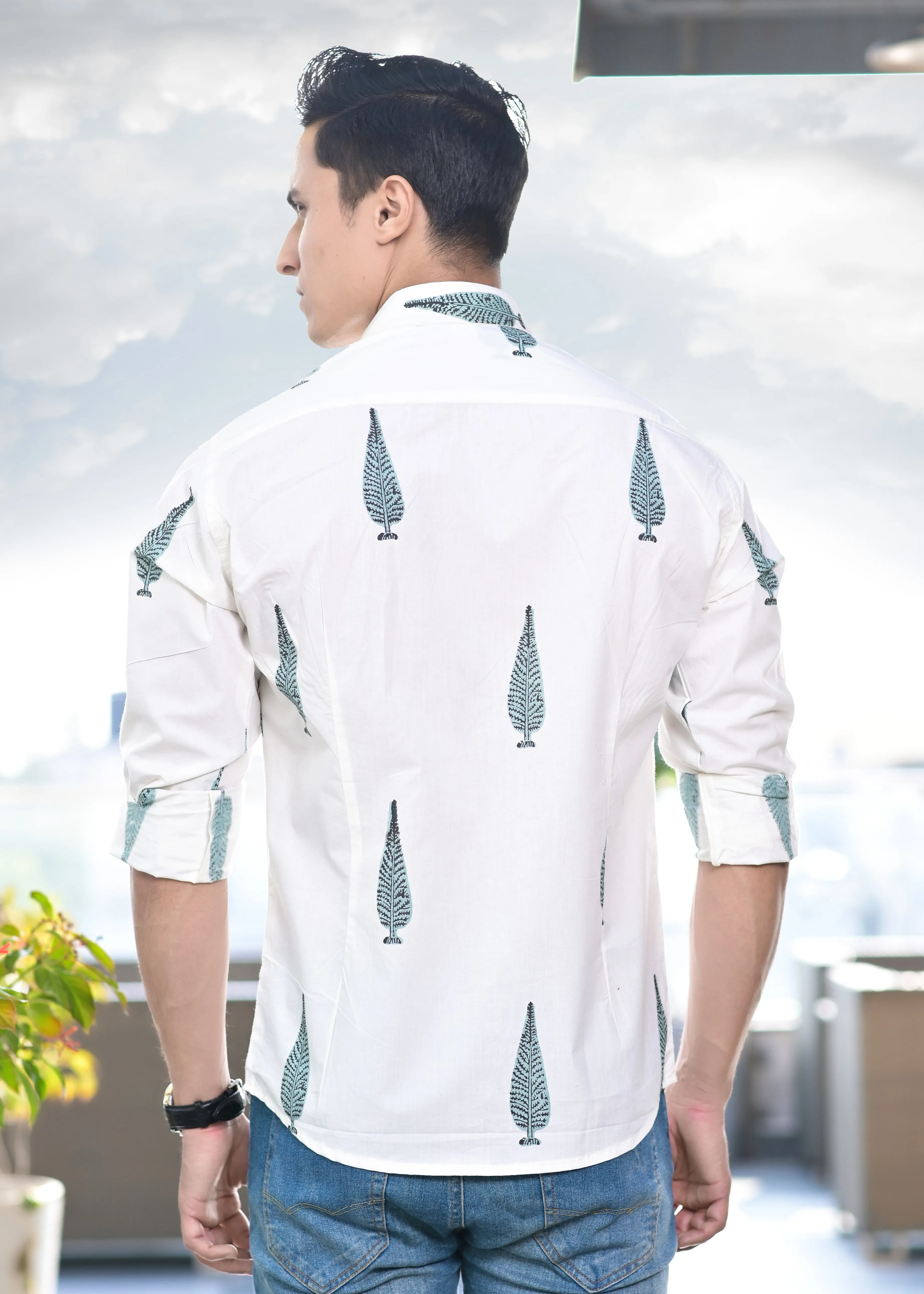 Men Ethnic Motif Printed Cotton Casual Shirt