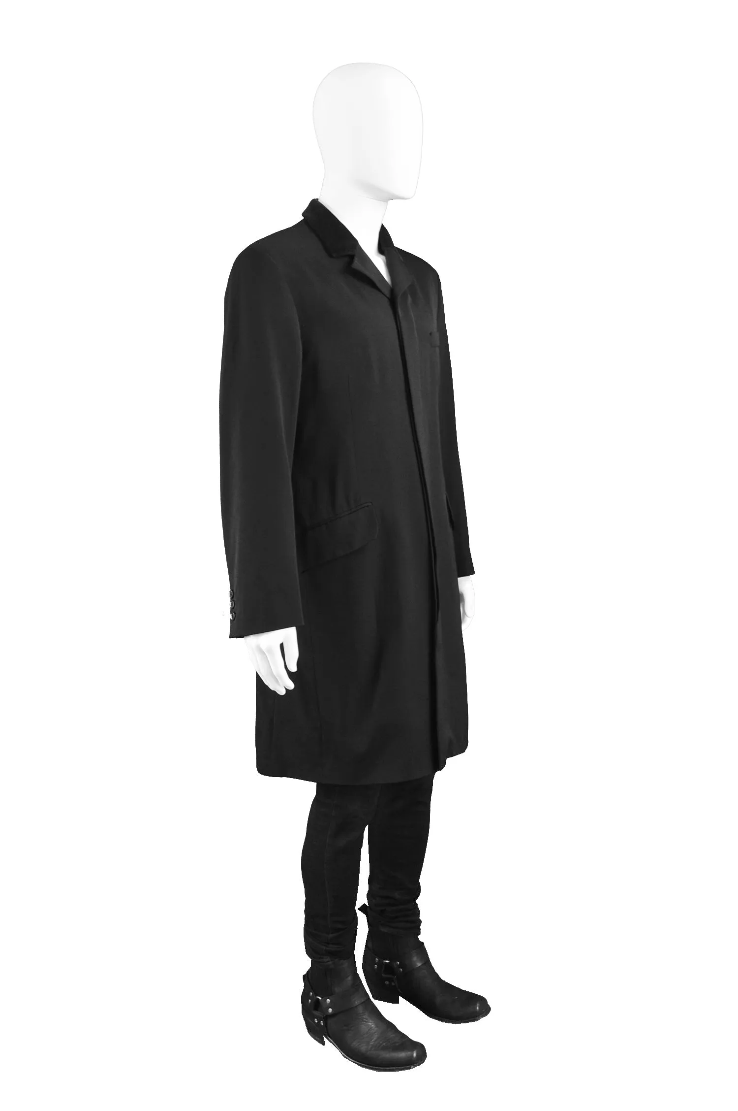 Mens Black Wool Vintage Frock Coat, 1990s