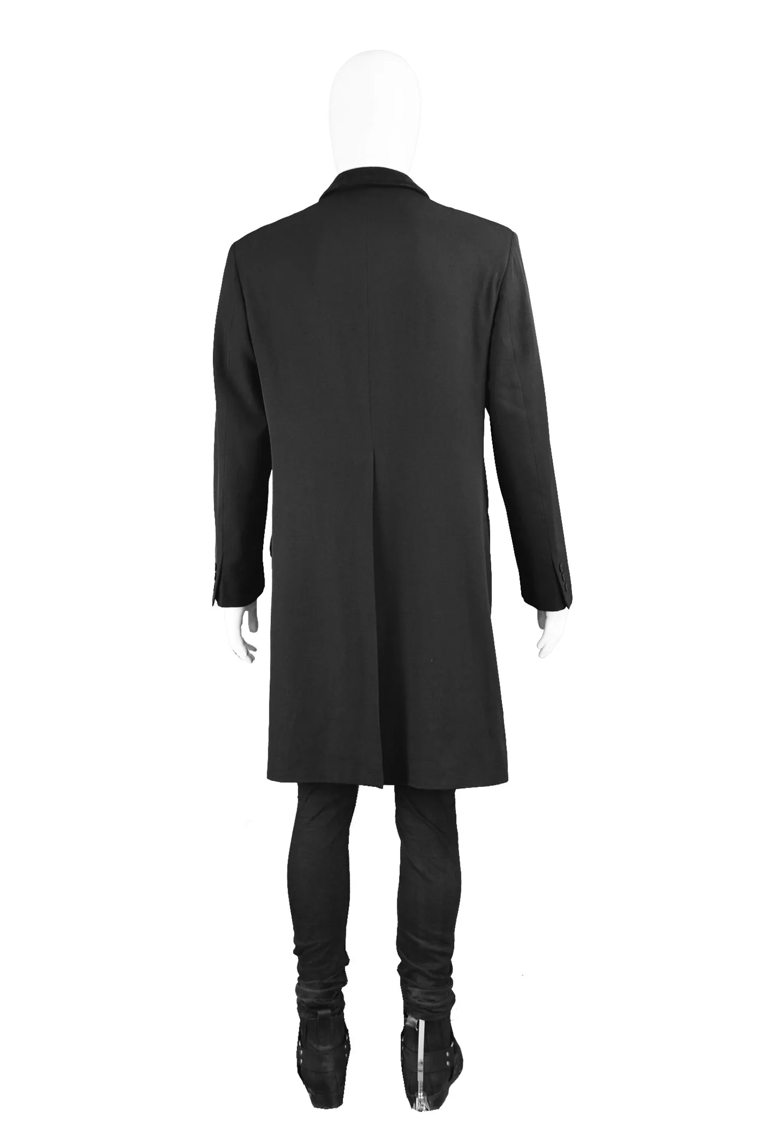 Mens Black Wool Vintage Frock Coat, 1990s