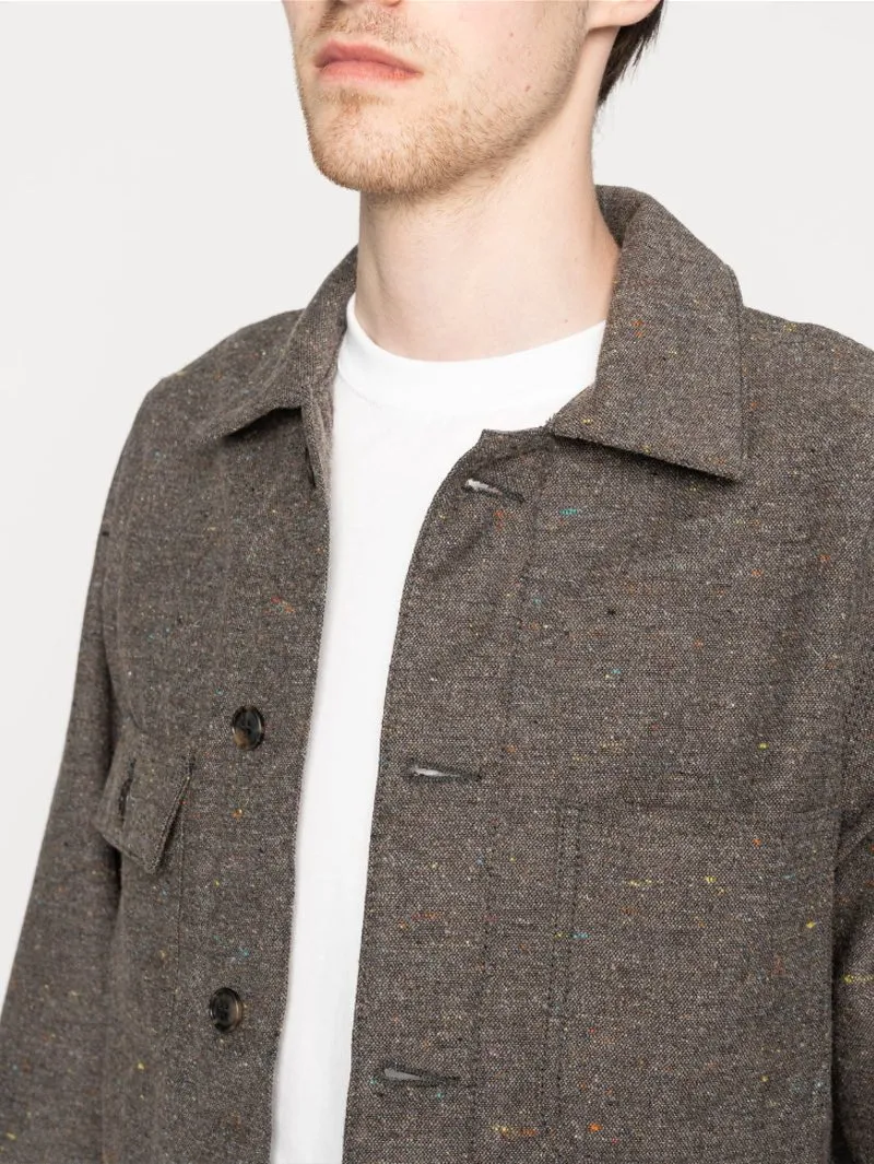 Naked & Famous Chore Coat - Wool Blend Multi Nep - Brown