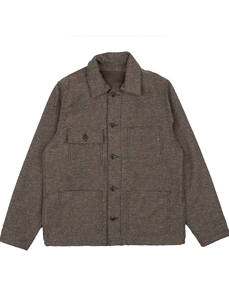 Naked & Famous Chore Coat - Wool Blend Multi Nep - Brown