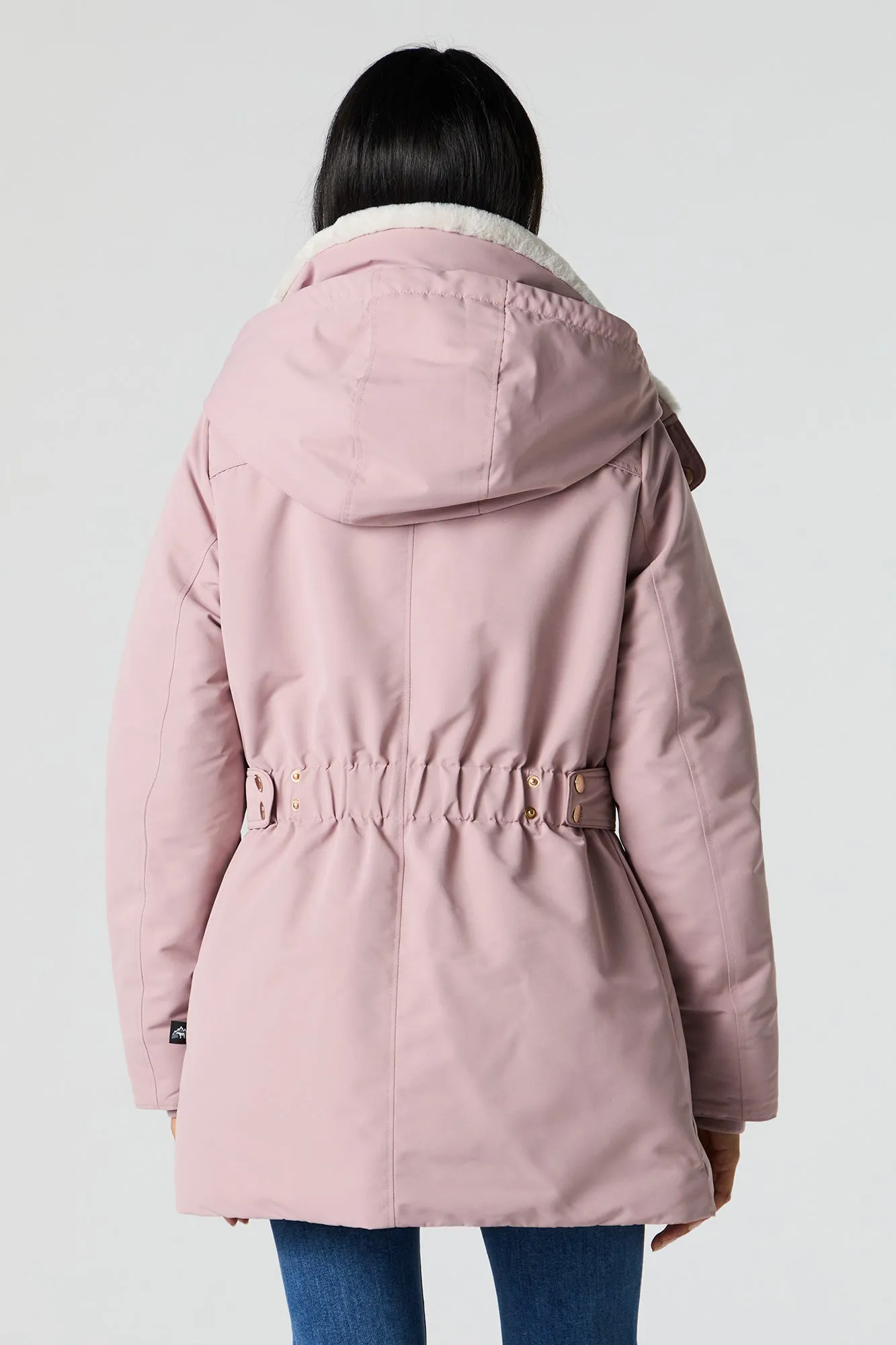 Parka à capuchon doublée de similifourrure