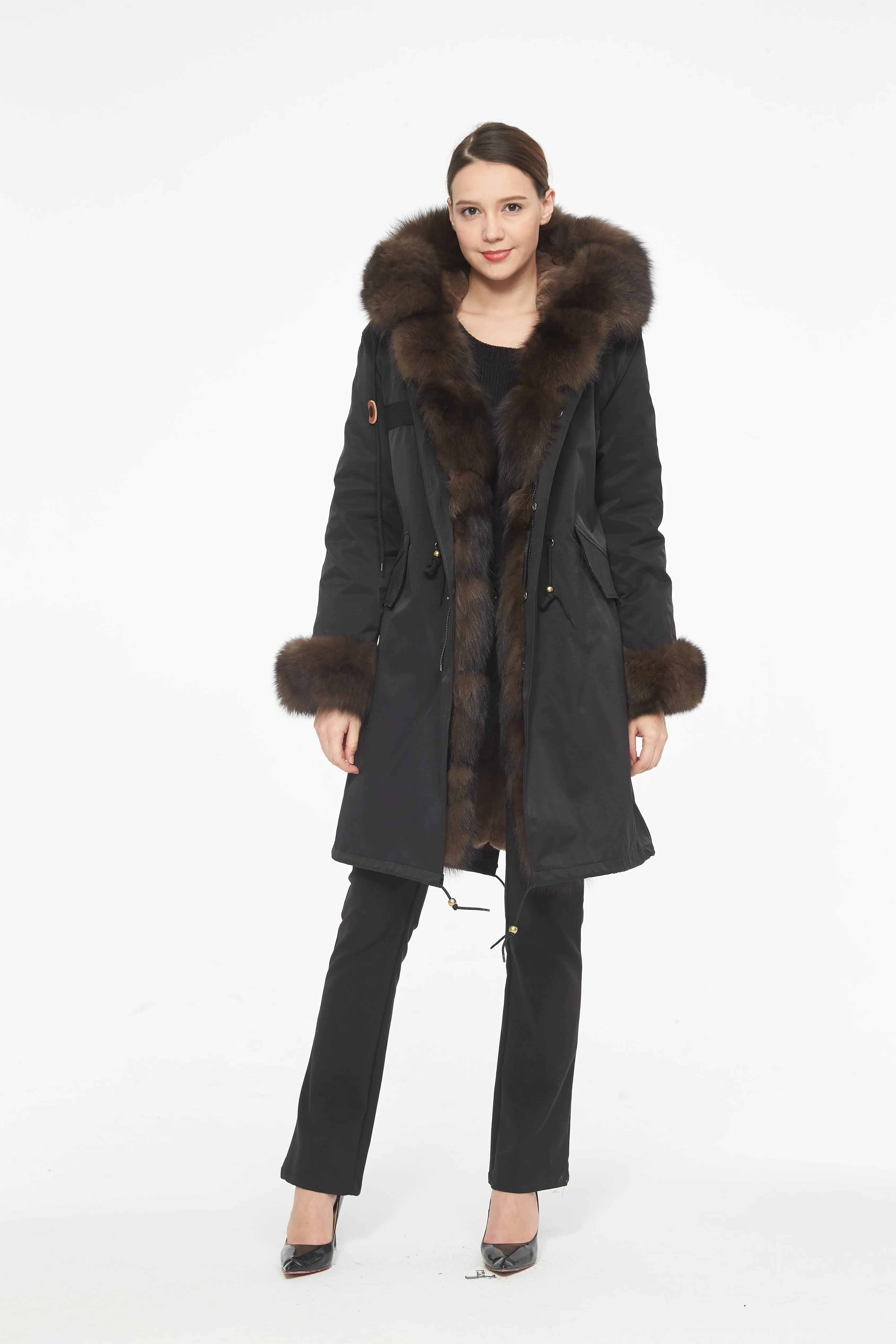 Parka with Fox Fur Trim and Chinchilla Rex Rabbit lining