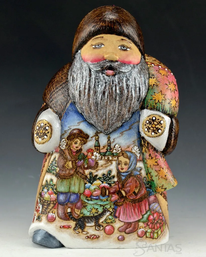 Petite Detailed Wood Burned Russian Santa