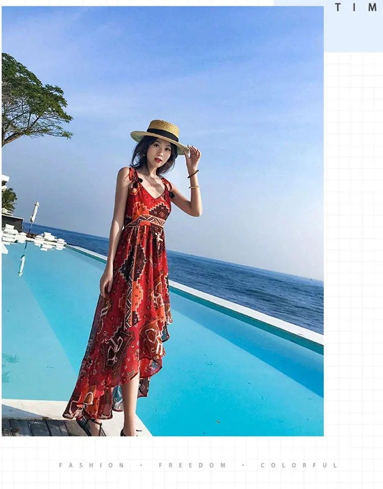 Phuket Ethnic Style Beach Dress Bohemian Sling