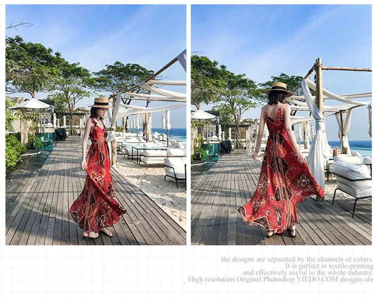 Phuket Ethnic Style Beach Dress Bohemian Sling