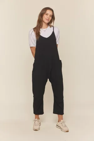 Pocket Knit Overall Pants Black