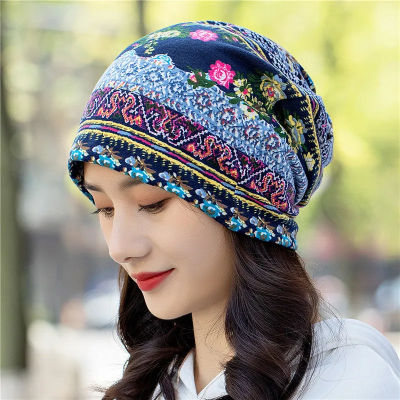 Pullover hat ethnic style bag head hat pile hat dual-purpose bib