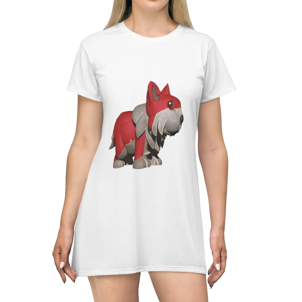 Red Dog All Over Print T-Shirt Dress