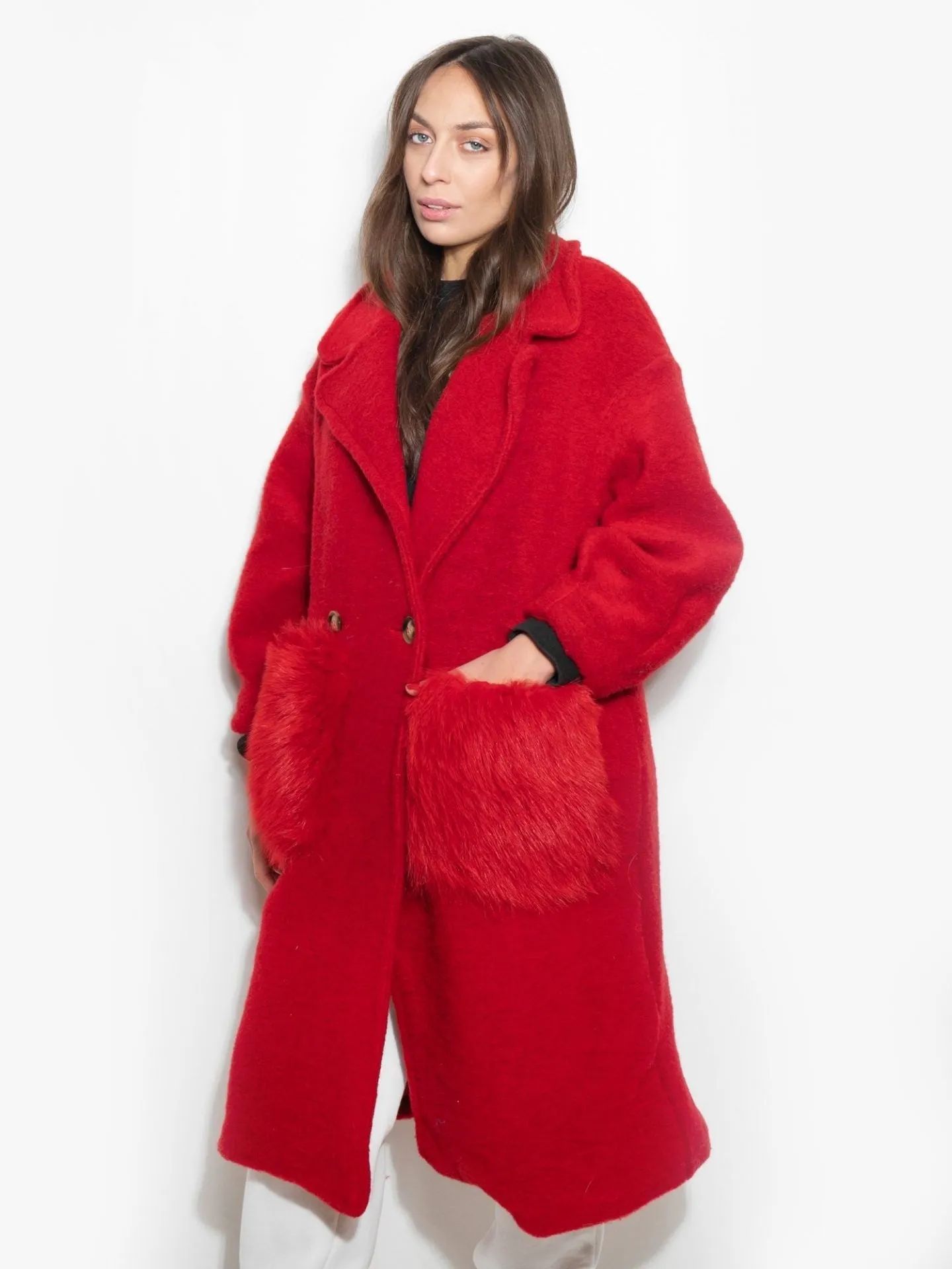 Red Passion coat with Fox pockets