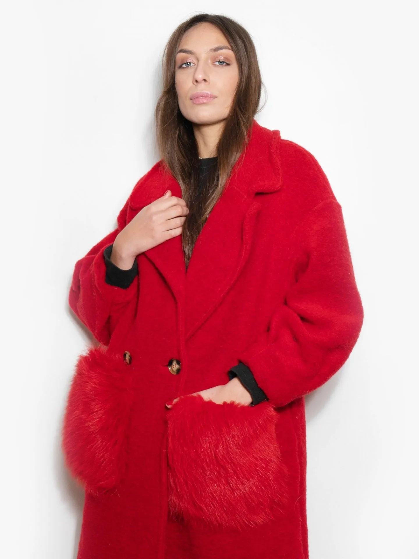 Red Passion coat with Fox pockets