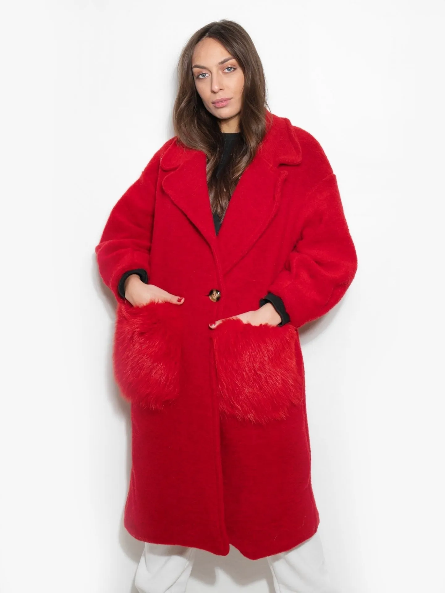 Red Passion coat with Fox pockets