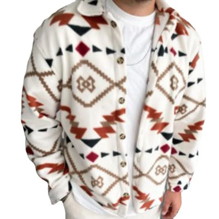 Retro Ethnic Print Men's Casual Shirt Jacket