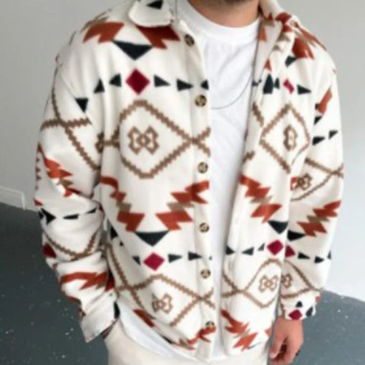 Retro Ethnic Print Men's Casual Shirt Jacket