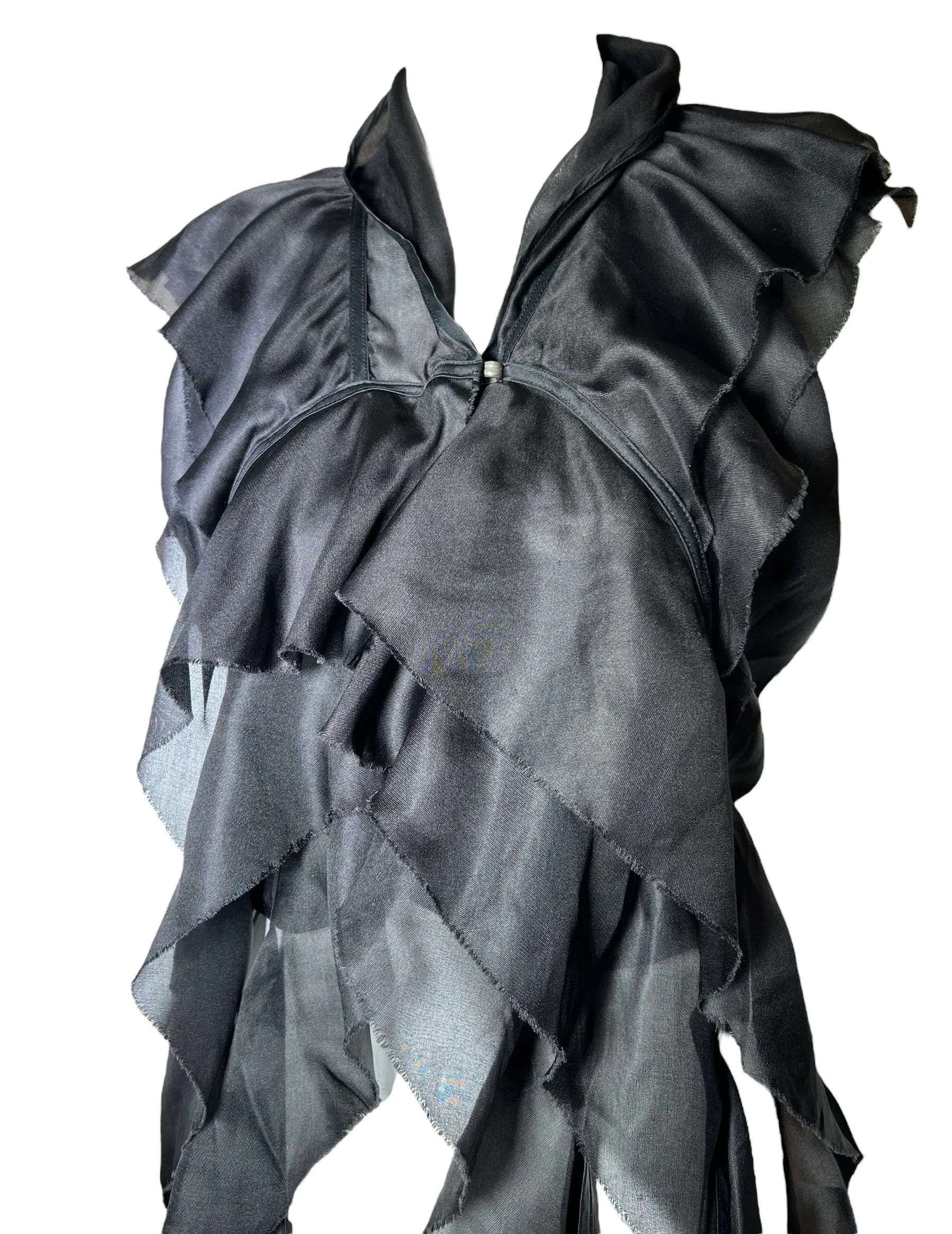 Revillon x Rick Owens Black Silk Spirals Opera Vest