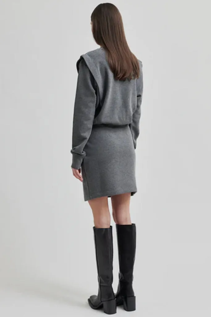 Second Female - Abadell Sweater Dress - Dark Grey Melange