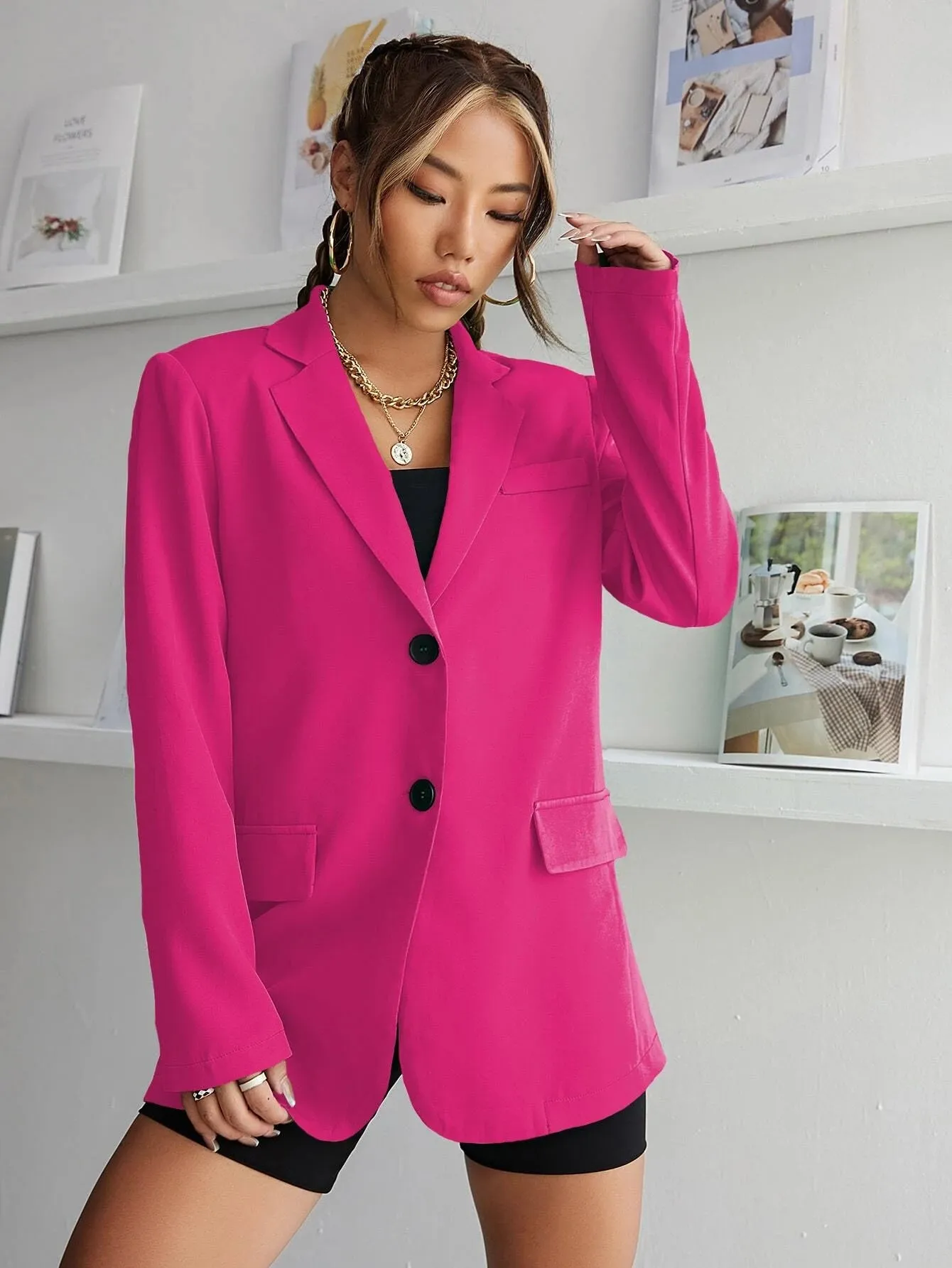 SHEIN 1pc Lapel Collar Single Breasted Blazer